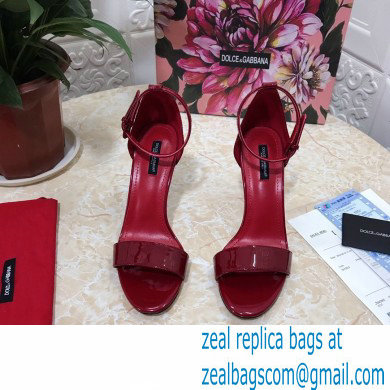 Dolce  &  Gabbana Heel 10.5cm Leather Sandals Patent Burgundy with D & G Heel 2021